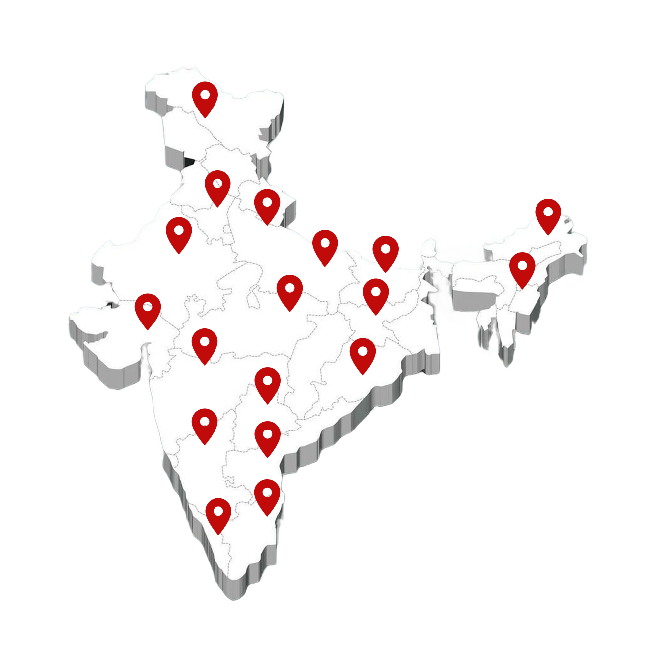 India map with Nexxio presence pins