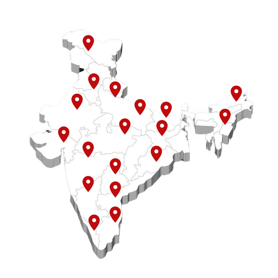 India map with Nexxio presence pins